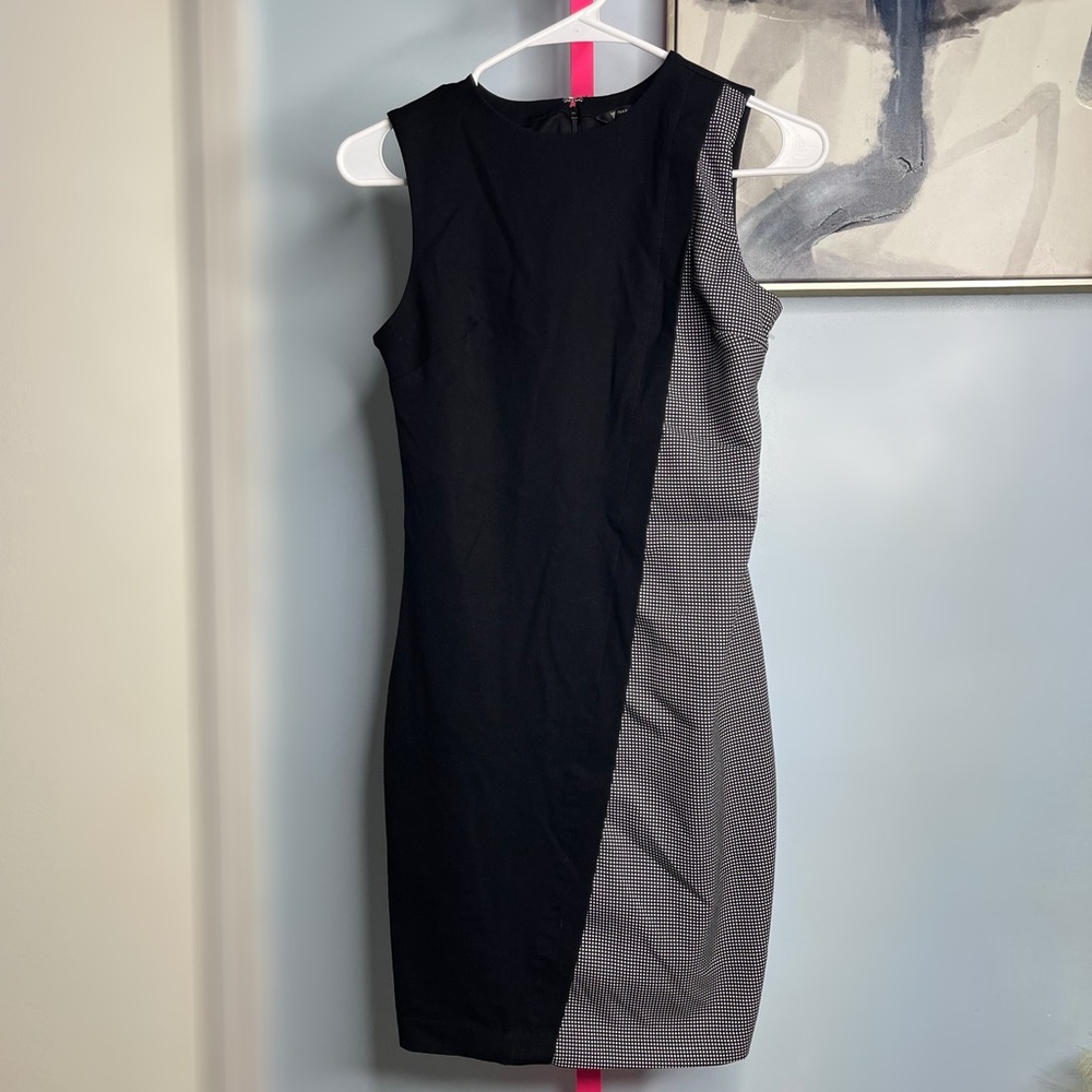Van Heusen Black and White Asymmetrical Sheath Dress size small